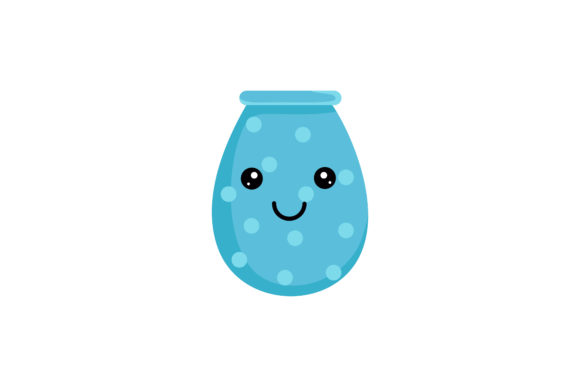 Blue Flowerpot Kawaii Illustration: Graphics for Editorial Polish