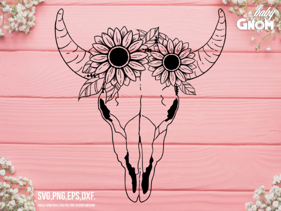 Cow Skull with Flowers: A Graphic Design Asset for Creative Publishing