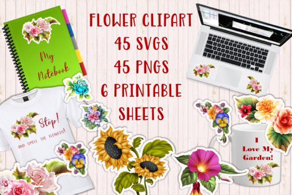 Flower Clipart Bundle: Graphics and Illustrations for Local Business Branding