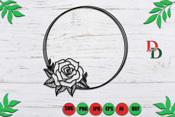 Flower Monogram Frame, Circle Flowers Graphics and Crafts