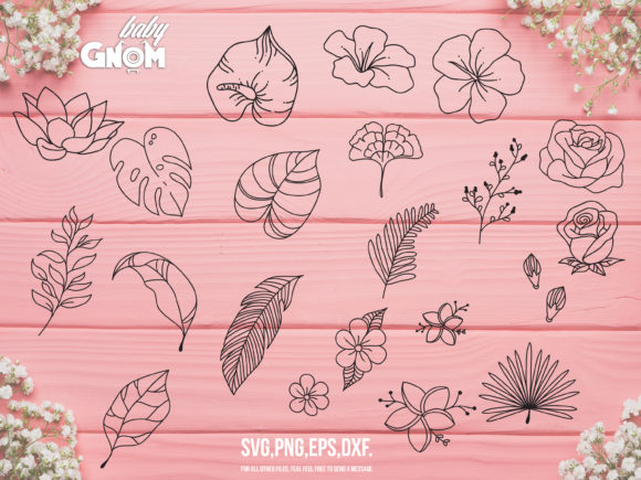 Flowers and Leaves Bundle: A Versatile Graphic Design Asset for Crafts and Creative Projects