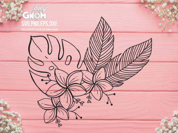 Flowers and Leaves Graphic Design Asset for Crafts