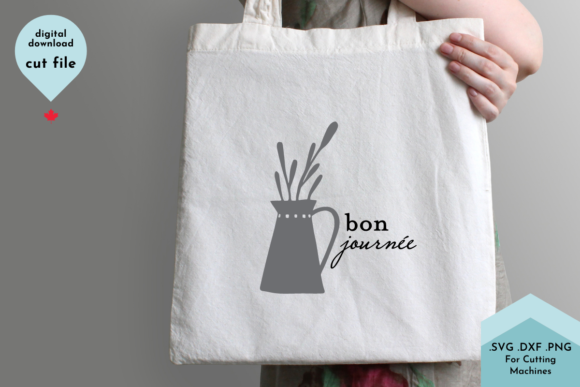 French Svg, Bon Journee, Flowers in Vase Graphics and Crafts