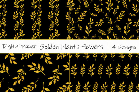 Golden Flowers Seamless Pattern Vector Graphics and Patterns