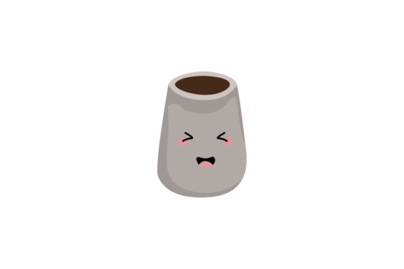 Grey Flowerpot Kawaii Illustration Graphics Review
