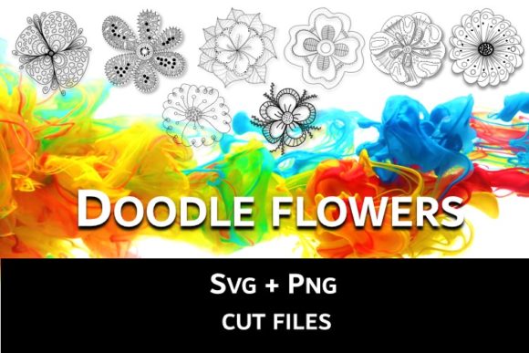 Hand Drawn Doodle Flowers Graphics and Decorative Elements