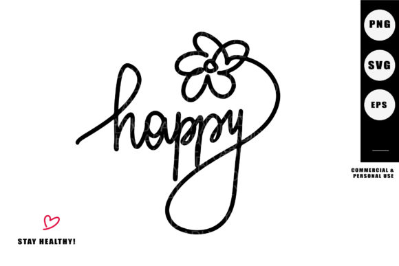 Happy Script Line Vector, SVG, PNG EPS: Graphics and Illustrations for Brand Joy