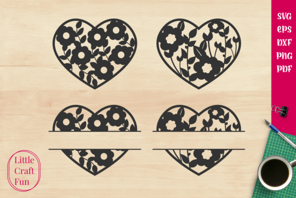 Heart Cute Flowers Monograms Graphics for Crafts