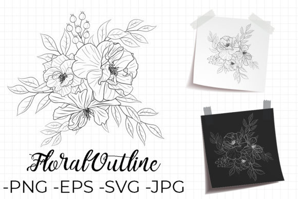 Line Drawing Flowers Arrangement Bouquet Review