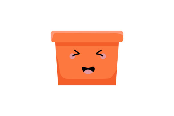 Orange Flowerpot Kawaii Illustration Graphics and Illustrations