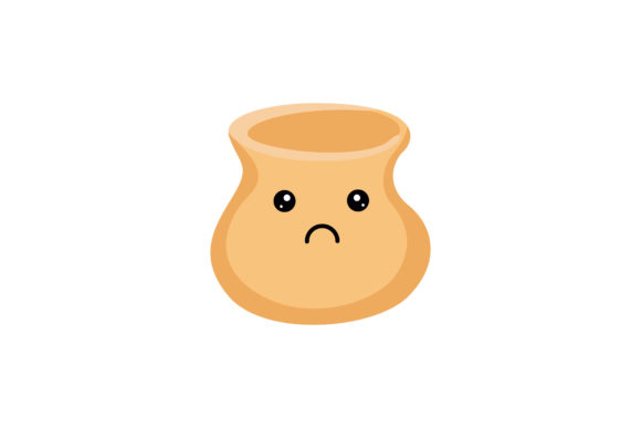 Pretty Sweet Orange Flowerpot Kawaii Graphics and Illustrations