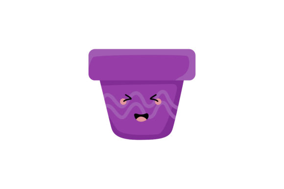 Purple Flowerpot Kawaii Illustration Graphics and Illustrations