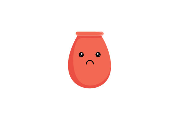 Red Flowerpot Kawaii Illustration for Graphics and Illustrations