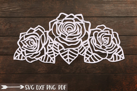 Roses with Leaves Border Graphics for Crafts