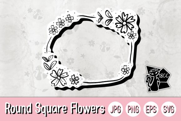Round Square Flowers Frame: A Versatile Graphic Design Asset for Crafts and Branding
