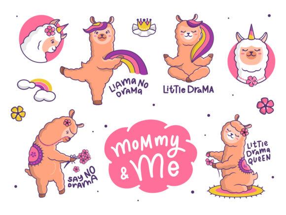 Set of Llama, T-shirt Designs Graphics and Illustrations Review