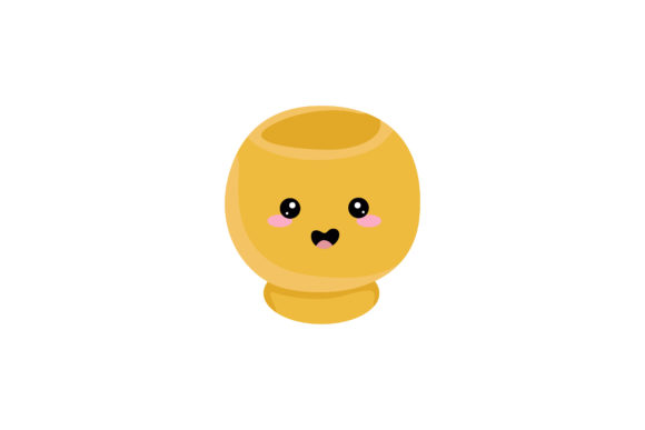 Shining Yellow Flowerpot Kawaii Graphics and Illustrations