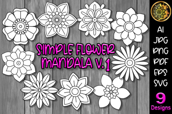 Simple Flower Mandala Set-1 Graphics and Illustrations Review