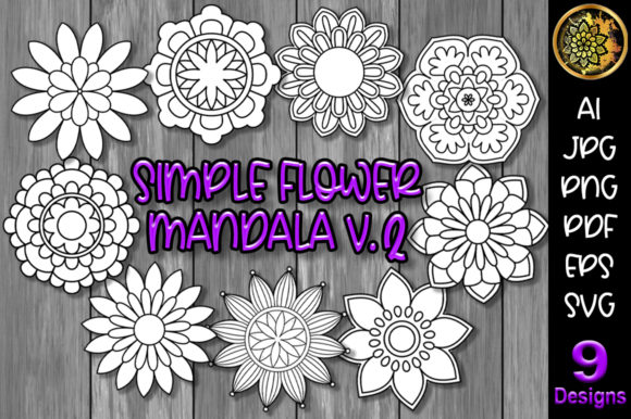 Simple Flower Mandala Set-2 Graphics and Illustrations Review