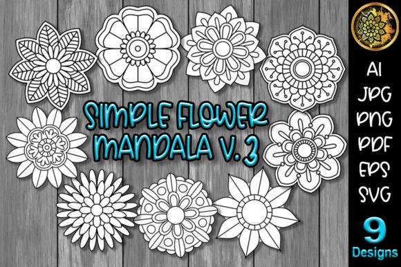 Simple Flower Mandala Set-3 Graphics and Illustrations Review