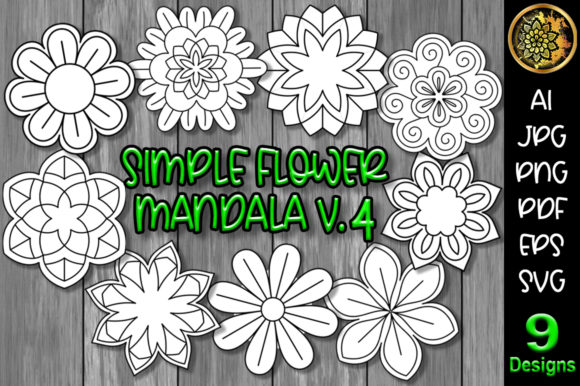 Simple Flower Mandala Set-4 Graphics and Illustrations Review