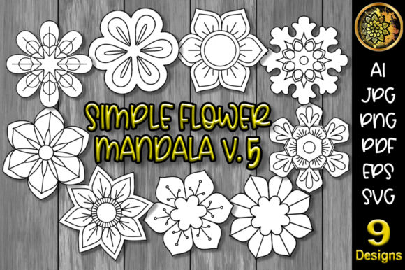 Simple Flower Mandala Set-5 Graphics and Illustrations Review