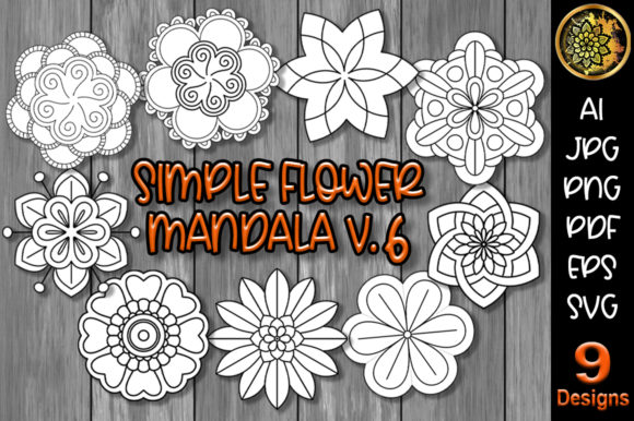 Simple Flower Mandala Set-6 Graphics and Illustrations Review