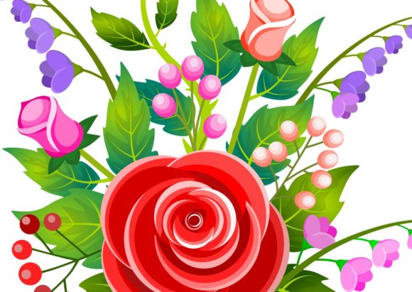 Stylized Rose Bouquets Illustration Graphics