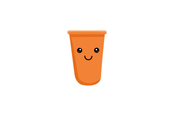 Sweet Orange Flowerpot Kawaii Design Graphics and Illustrations