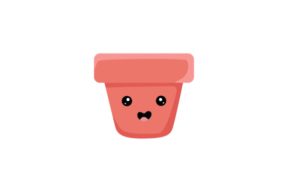 Sweet Pink Flowerpot Kawaii Illustration Graphics and Illustrations